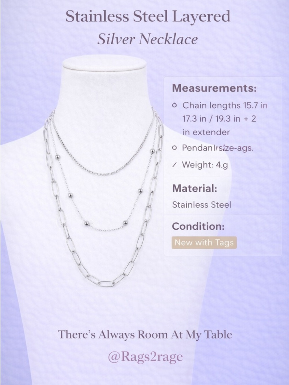 NECKLACE, STAINLESS STEEL Silver Layered Necklace